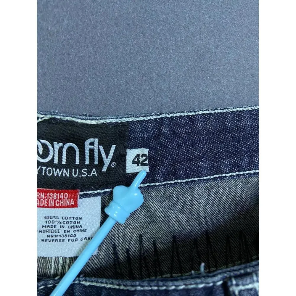 Born Fly Anytown USA Distressed Patch Paint Streetwear Denim Jeans Mens 42 44x35